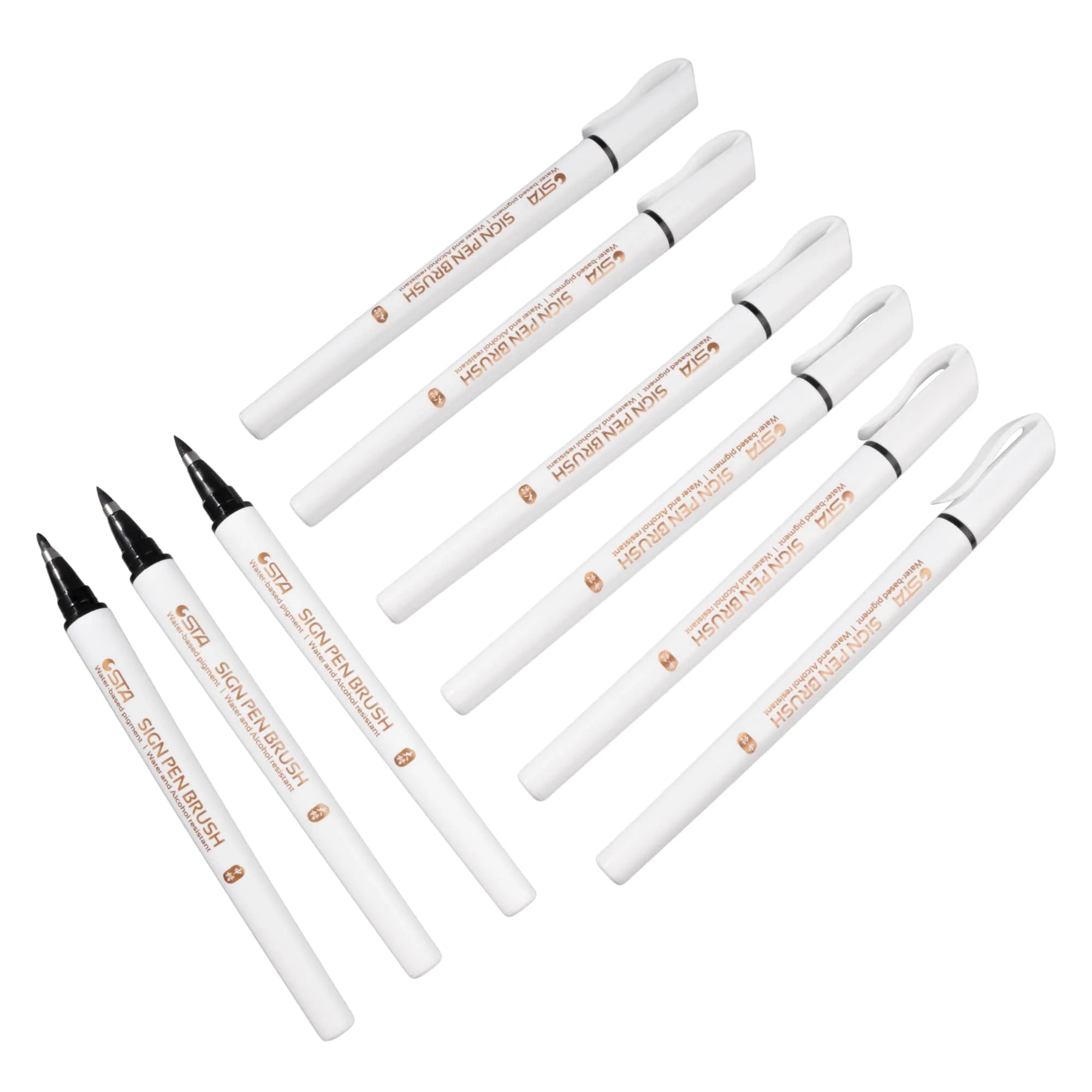 12-Piece Black Brush Markers - Image 3