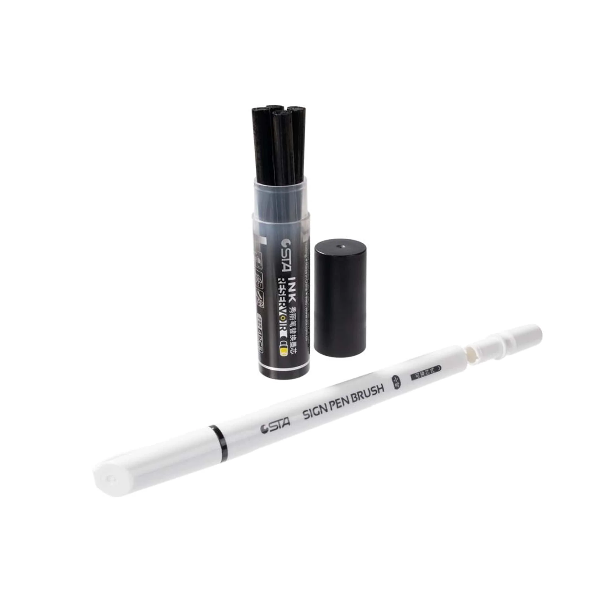 4-Piece Refillable Black Brush Markers - Image 4