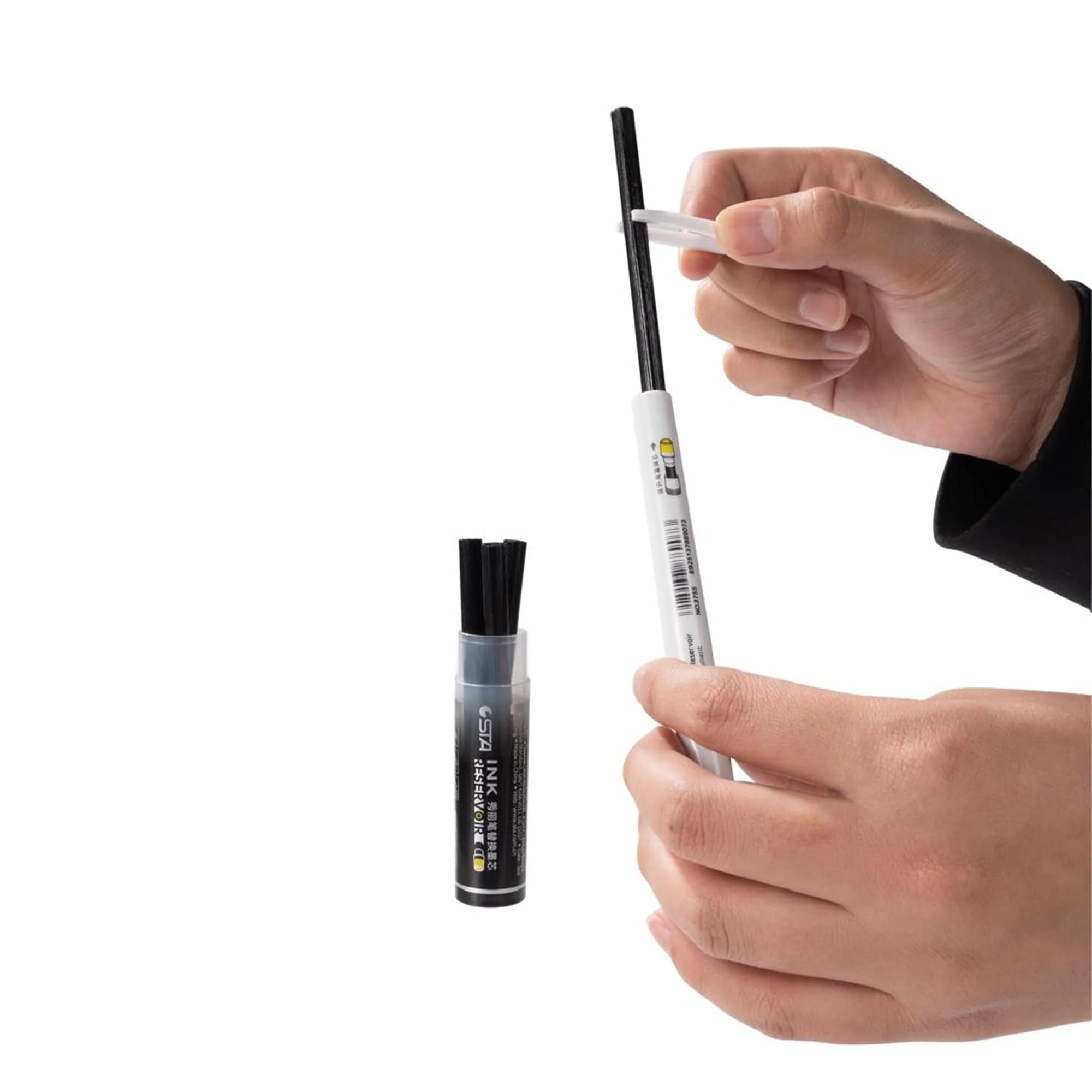 4-Piece Refillable Black Brush Markers - Image 6